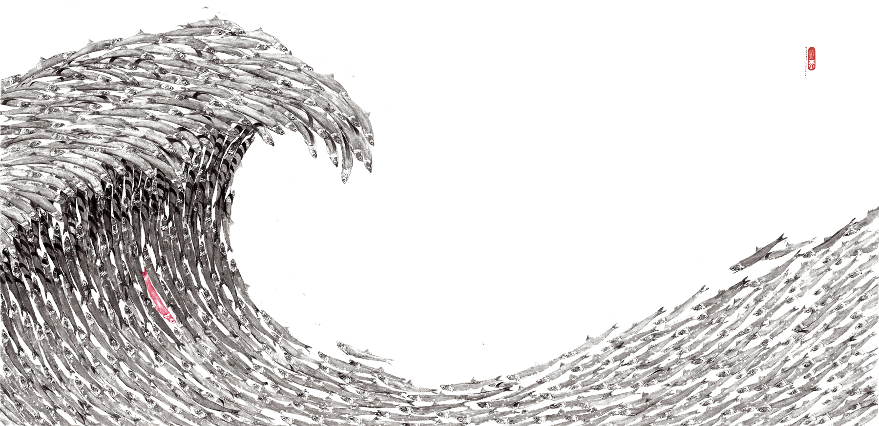 La grande onda - Elena di Capita - Gyotaku Levante